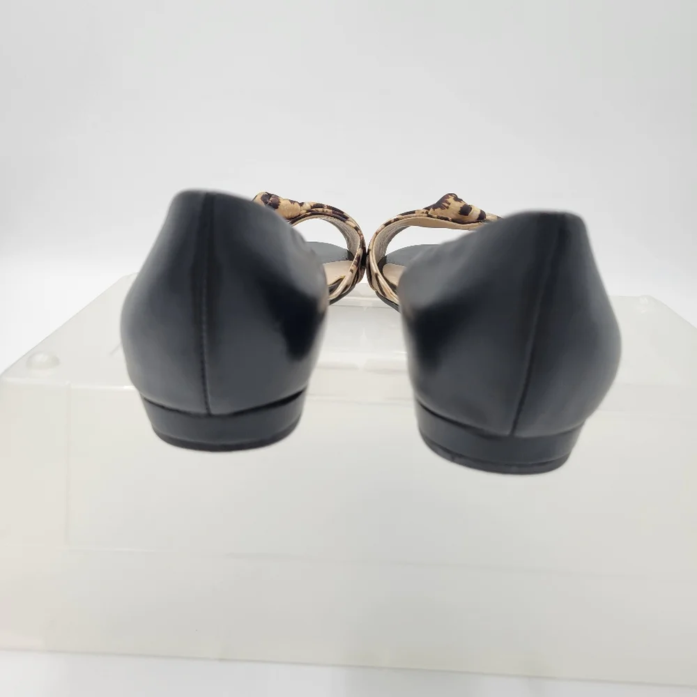 Marc Fisher Leopard print front Black Leather Flats Size 7 - Picture 7 of 8